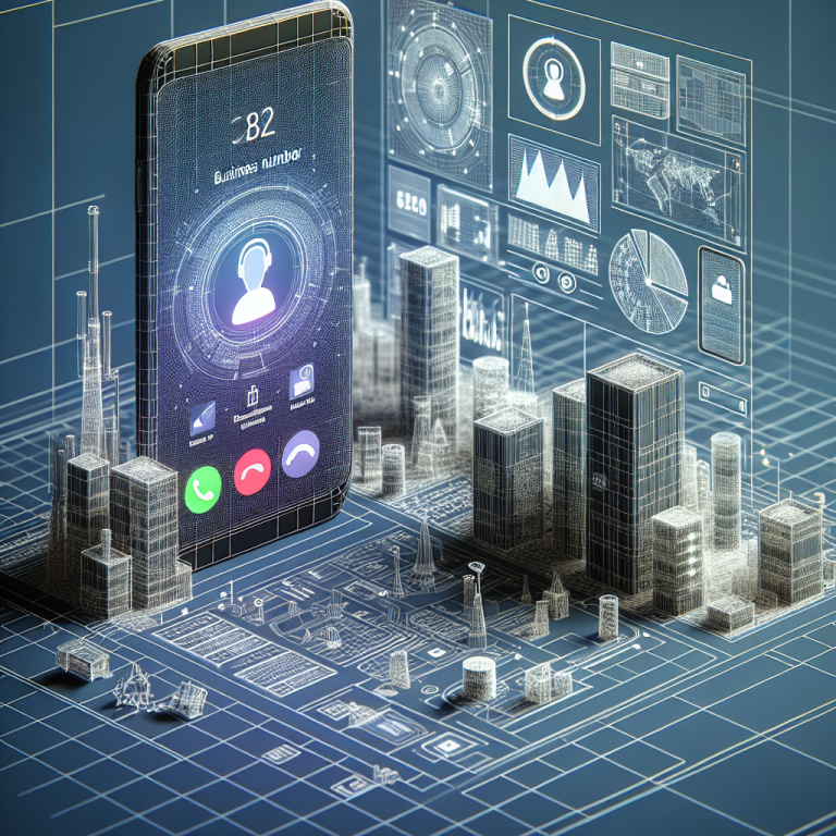 Illustration of mobile displaying call from business number in a tech-enabled workspace setting, with a determined mood.