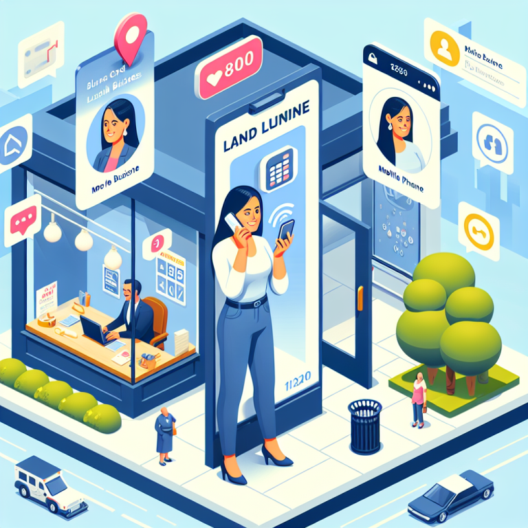 Illustration of person receiving a call on mobile in a urban small business storefront setting, with a happy mood.