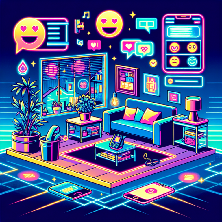 Illustration of landline phone next to smartphone in a suburban home setting, with a happy mood.