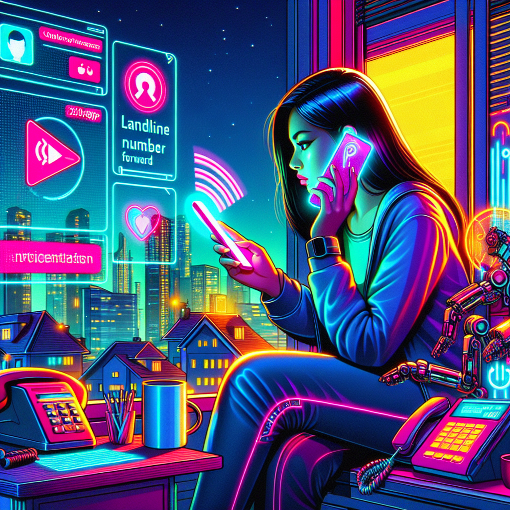 Illustration of person receiving a call on mobile in a suburban home setting, with a creative mood.