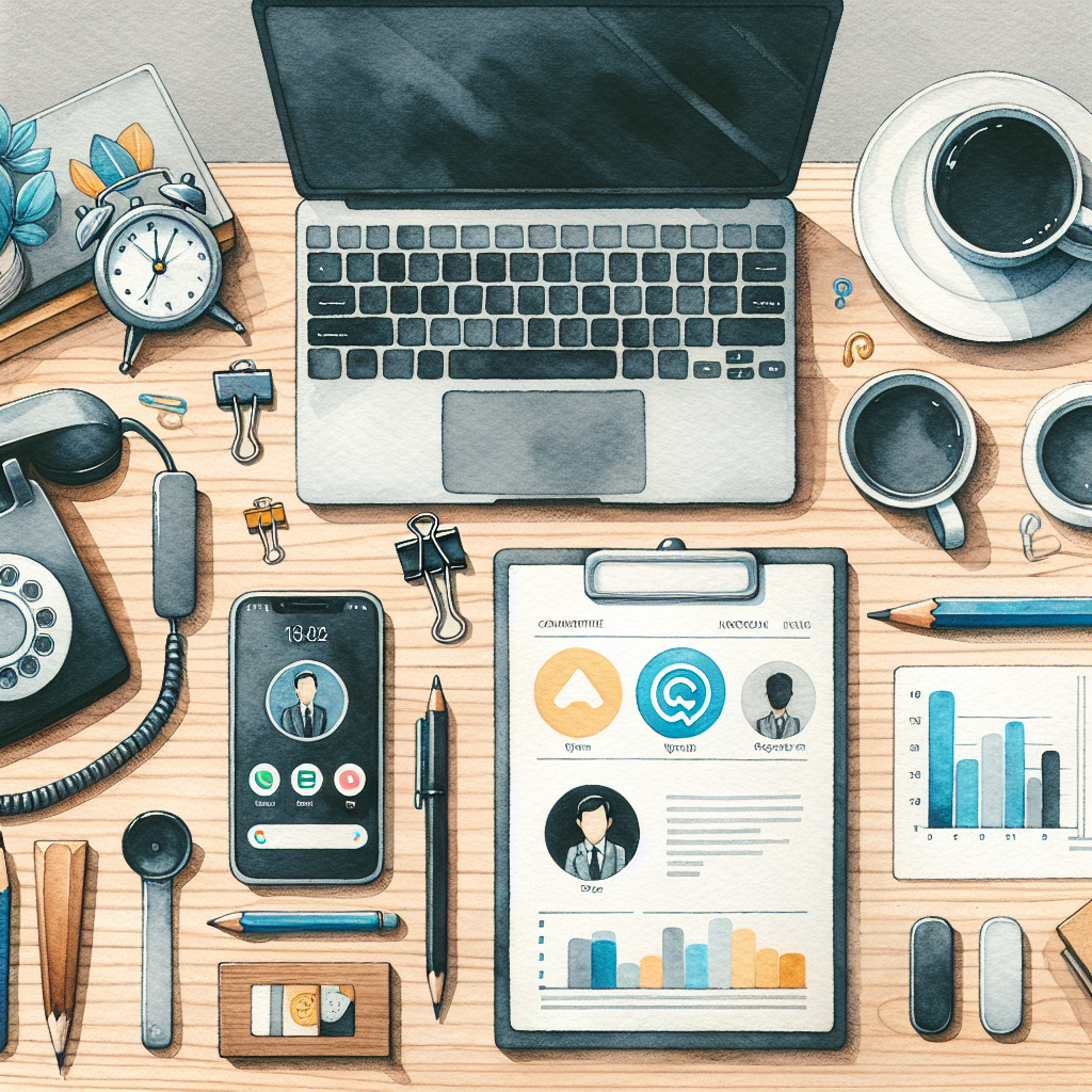 Illustration of landline phone next to smartphone in a minimalist desk scene setting, with a relaxed mood.