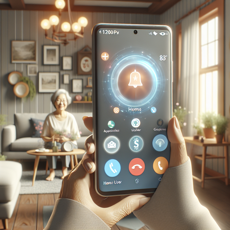Illustration of mobile displaying call from business number in a cozy living room setting, with a focused mood.