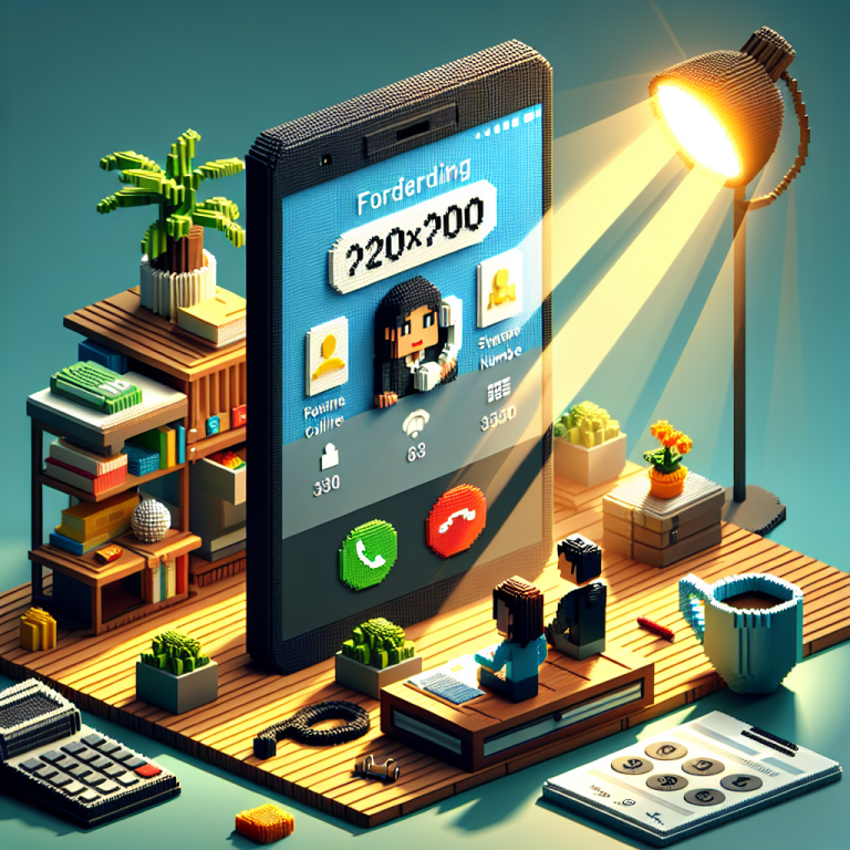 Illustration of mobile displaying call from business number in a sunlit home office setting, with a inspired mood.