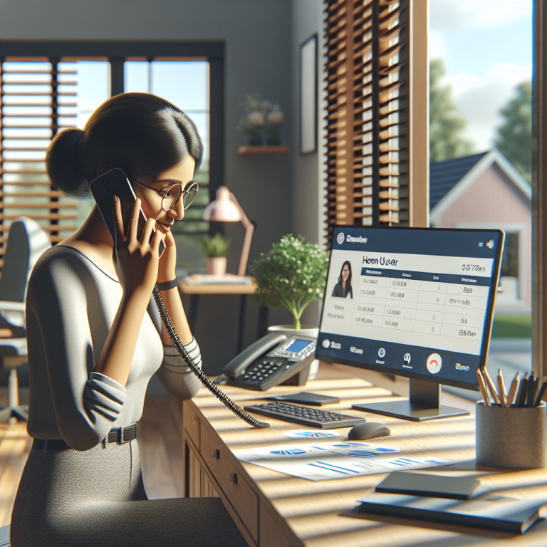 Illustration of small business owner answering call in a suburban home setting, with a creative mood.