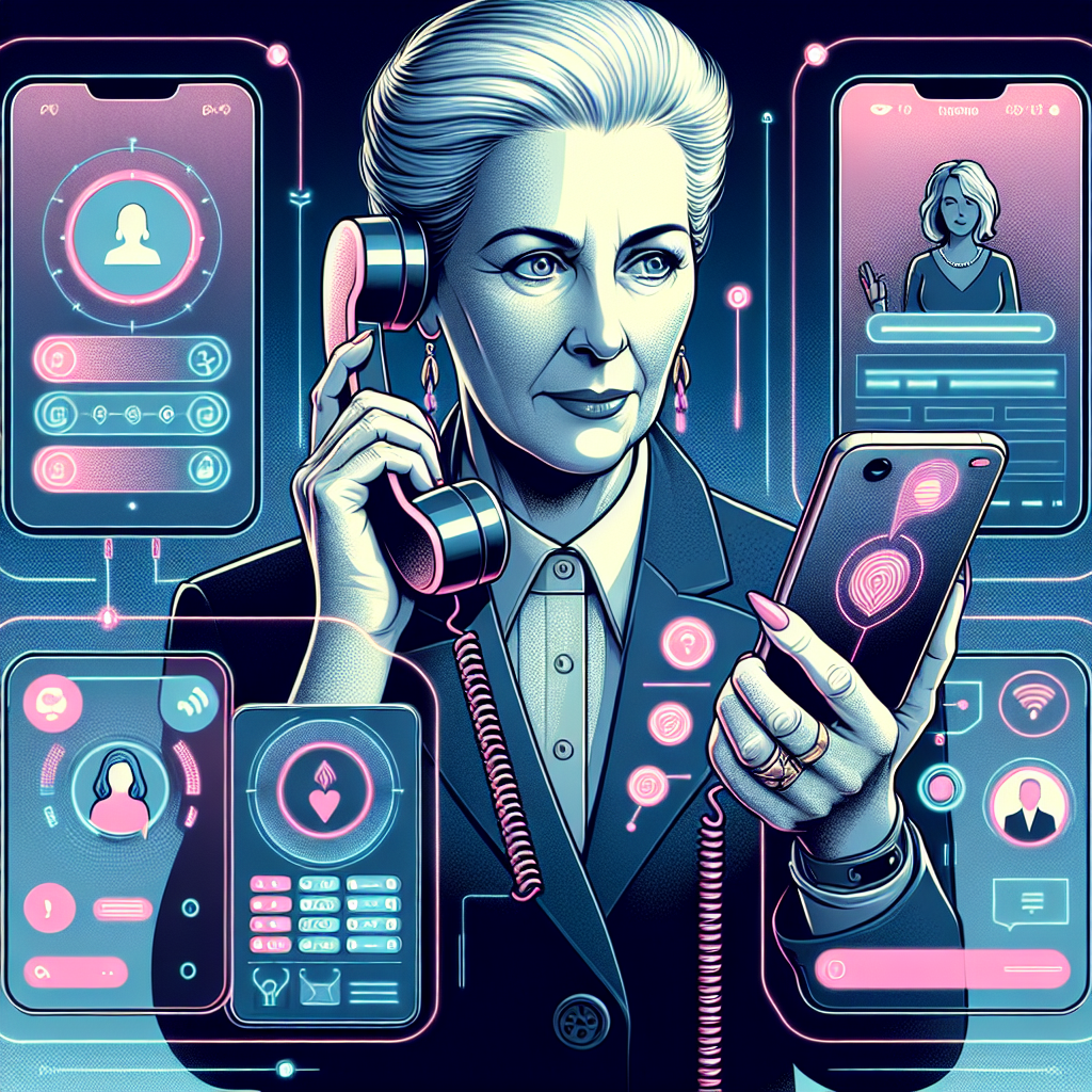 Illustration of landline phone next to smartphone in a simple mobile interface setting, with a creative mood.