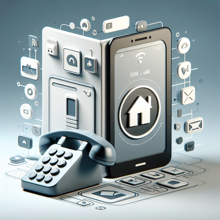 Illustration of landline phone next to smartphone in a simple mobile interface setting, with a focused mood.